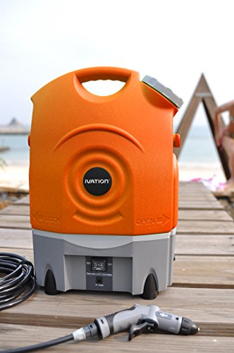 Ivation Multipurpose Portable Spray Washer w/ Water Tank - Runs on Built-in Rechargeable Battery, Home Plug and 12v Car Plug - Integrated Roller Wheels