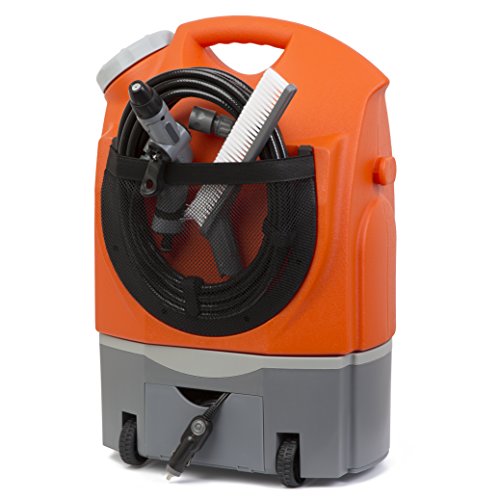 Ivation Multipurpose Portable Spray Washer w/ Water Tank - Runs on Built-in Rechargeable Battery, Home Plug and 12v Car Plug - Integrated Roller Wheels