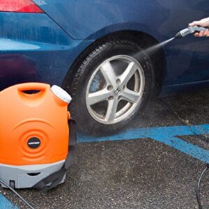 Ivation Multipurpose Portable Spray Washer w/ Water Tank - Runs on Built-in Rechargeable Battery, Home Plug and 12v Car Plug - Integrated Roller Wheels