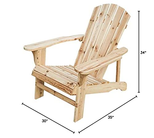 LOKATSE HOME Outdoor Natural Wood Adirondack Classic Chair for Patio