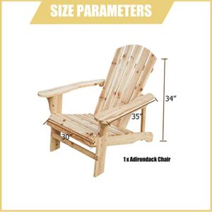 LOKATSE HOME Outdoor Natural Wood Adirondack Classic Chair for Patio