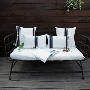 JOJOGOGO Black and White Outdoor Pillow Covers 18x18 Waterproof Set of 2 Black Striped Decorative Pillow Case for Patio Furniture Sunbrella