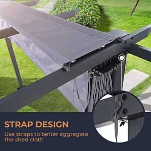 HAPPATIO 10' X 13' Pergola Retractable Pergola Canopy for Backyards, Gardens, Patios, Outdoor Pergola with Sun and Rain-Proof Canopy, Includes Ground Studs and Expansion Screws (Grey)