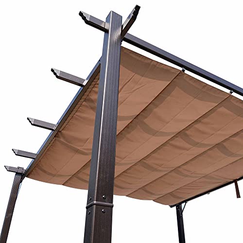 Outsunny 10' x 10' Outdoor Retractable Pergola Canopy, Aluminum Patio Pergola, Backyard Shade Shelter for Porch Party, Garden, Grill Gazebo - Brown