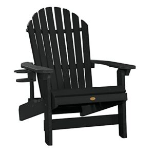 highwood ad-kitking1-bke hamilton king size folding & reclining adirondack chair with cup holder, black