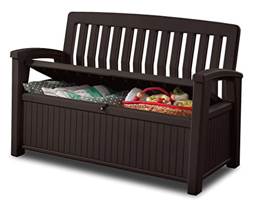 Keter Patio Bench 227 Litre Espresso Brown Seat Chest, 63.5x132.69999999999999x89.5 cm