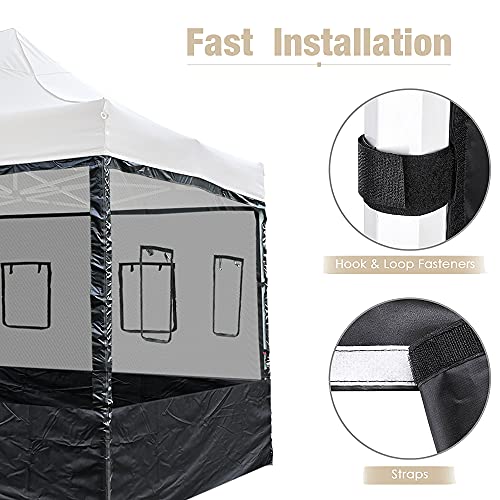 Instahibit Pop Up Canopy Half Mesh Sidewall with Window for 15x10' Outdoor Camping Fishing Party Tent,4pcs Sidewall Only