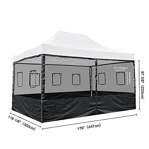 Instahibit Pop Up Canopy Half Mesh Sidewall with Window for 15x10' Outdoor Camping Fishing Party Tent,4pcs Sidewall Only