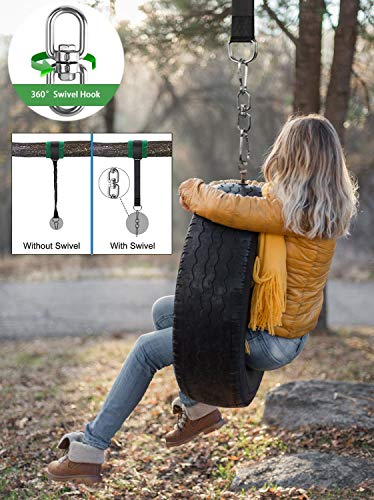 Tree Swing Hanging Straps Kit 10ft, MTZRFLL Heavy Duty Hammock Straps with Carabiner and Spinner, Holds 2200 lbs, Perfect for Hammocks and Any Swings, Easy to Carry and Install