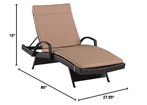 Christopher Knight Home Salem Outdoor Wicker Adjustable Chaise Lounges with Arms, with Cushions, 2-Pcs Set, Multibrown / Carmel