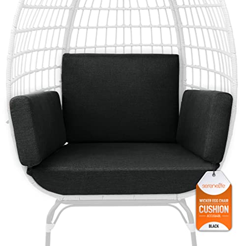 SereneLifeHome Rattan Egg Chair Cushion, Durable and Soft Black Hammock Pad for Indoor and Outdoor Rattan Egg Chair, Excessively Thickened Structure for Extra Comfort and Longevity (ACCUS64BL)