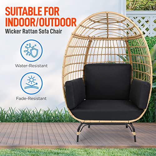 SereneLifeHome Rattan Egg Chair Cushion, Durable and Soft Black Hammock Pad for Indoor and Outdoor Rattan Egg Chair, Excessively Thickened Structure for Extra Comfort and Longevity (ACCUS64BL)