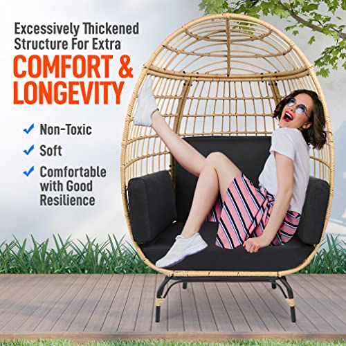 SereneLifeHome Rattan Egg Chair Cushion, Durable and Soft Black Hammock Pad for Indoor and Outdoor Rattan Egg Chair, Excessively Thickened Structure for Extra Comfort and Longevity (ACCUS64BL)