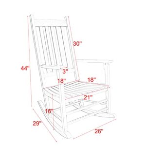 XINYUN Rocking Chair Wooden Frame Chair Indoor and Outdoor Fade Resistant Rocker with 350lbs Weight Capacity All Weather Porch Rocker for Garden Lawn Balcony Backyard and Patio Porch 1 White