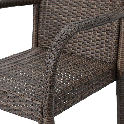 Christopher Knight Home Delfina Outdoor Wicker Barstools with Iron Frame, 4-Pcs Set, Mix Mocha