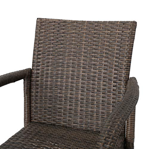 Christopher Knight Home Delfina Outdoor Wicker Barstools with Iron Frame, 4-Pcs Set, Mix Mocha