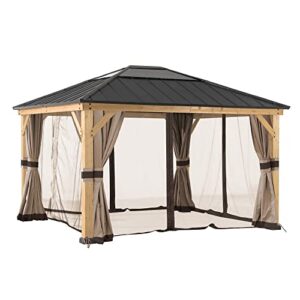 Sunjoy Universal Curtains and Mosquito Netting for 11 × 13 ft. Wood Gazebos, Khaki