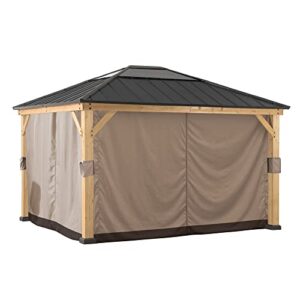 Sunjoy Universal Curtains and Mosquito Netting for 11 × 13 ft. Wood Gazebos, Khaki