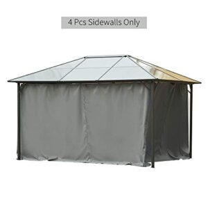 Outsunny 10' x 12' Universal Gazebo Sidewall Set with 4 Panels, Hooks/C-Rings Included for Pergolas & Cabanas, Grey