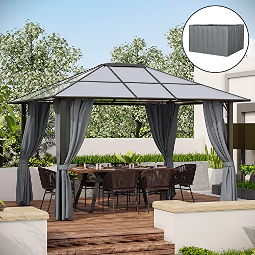 Outsunny 10' x 12' Universal Gazebo Sidewall Set with 4 Panels, Hooks/C-Rings Included for Pergolas & Cabanas, Grey