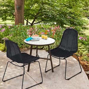 JOIVI Outdoor Wicker Chairs Set of 2, Patio Dining Armless Chairs with Curved Back for Outside Lawn, Garden, Backyard, Black Rattan