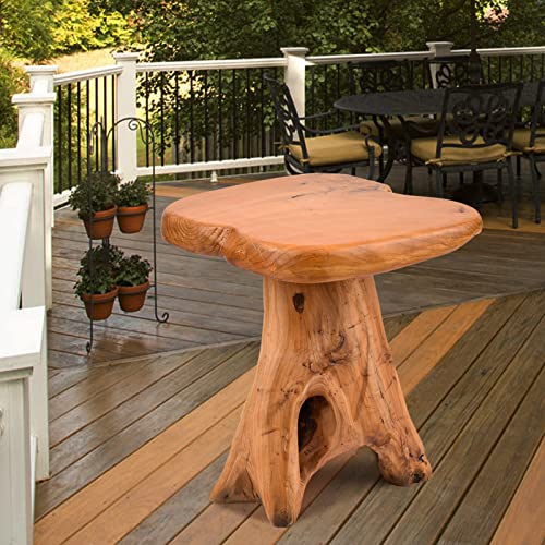 HOEGMST Small Side Table, Unique Design Live Edge Wood Stool, Freeform Natural Plant Stand for Garden, Yard, Living Room, Bedroom