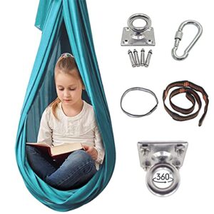 therapy sensory swing indoor with 360° swivel hanger, cuddle swing outdoor swing(hardware included),adjustable fabric hammock with special needs for autism, adhd, aspergers integration