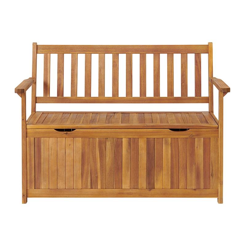 47"W Acacia Wood Outdoor Storage Bench - Perfect for Storing Blankets, Cushions or Toys - 100% Weather Resistant Wood - Perfect for Modern Garden Setting - Outdoor Furniture, Patio Bench, Garden Bench