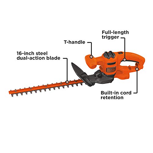 BLACK+DECKER Electric Hedge Trimmer, 16-Inch (BEHT100)