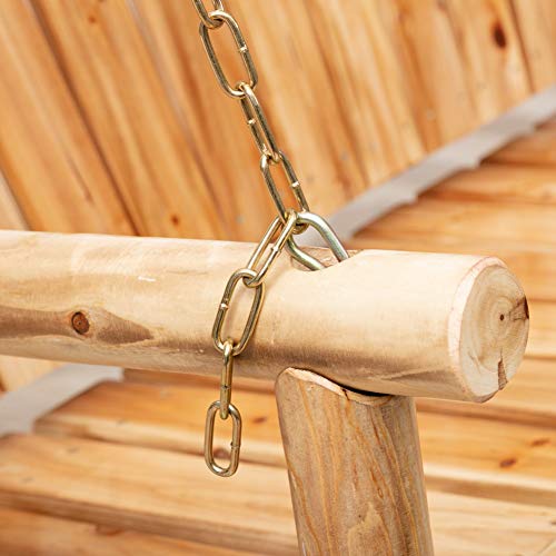 Anraja 800lbs Rustic Hanging Log Porch Swing Wood with Chains Heavy Duty 4 Ft, Lightly Toasted