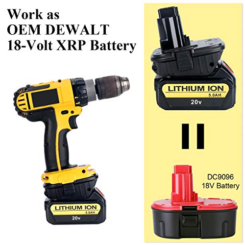 Epowon Battery Adapter Replace for Dewalt DCA1820 18V Tool, Convert Dewalt 20V Li-ion Battery DCB205 for Dewalt 18V NI-Cd&Ni-mh Battery Tools