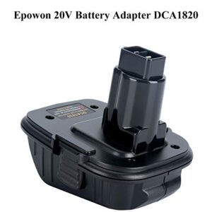 Epowon Battery Adapter Replace for Dewalt DCA1820 18V Tool, Convert Dewalt 20V Li-ion Battery DCB205 for Dewalt 18V NI-Cd&Ni-mh Battery Tools
