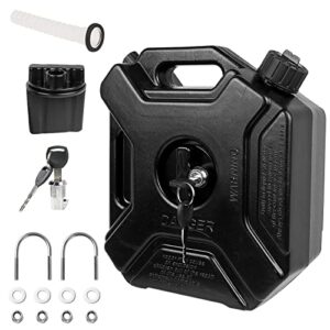 0.8 gallon black gas can with lock & key, 3l fuel oil petrol storage cans emergency backup tank with mounting bracket for car motorcycle utv suv atv off road