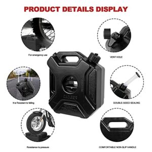 0.8 Gallon Black Gas Can with Lock & Key, 3L Fuel Oil Petrol Storage Cans Emergency Backup Tank with Mounting Bracket for Car Motorcycle UTV SUV ATV Off Road