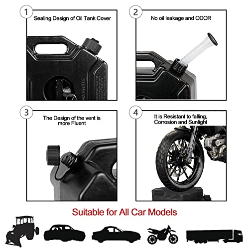 0.8 Gallon Black Gas Can with Lock & Key, 3L Fuel Oil Petrol Storage Cans Emergency Backup Tank with Mounting Bracket for Car Motorcycle UTV SUV ATV Off Road