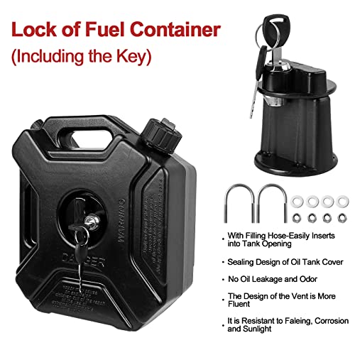 0.8 Gallon Black Gas Can with Lock & Key, 3L Fuel Oil Petrol Storage Cans Emergency Backup Tank with Mounting Bracket for Car Motorcycle UTV SUV ATV Off Road