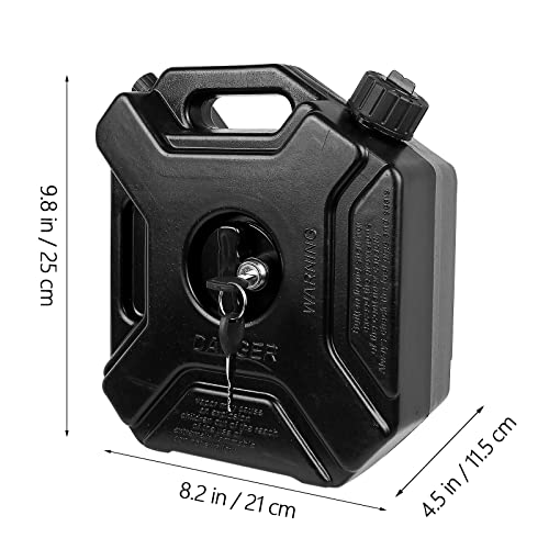 0.8 Gallon Black Gas Can with Lock & Key, 3L Fuel Oil Petrol Storage Cans Emergency Backup Tank with Mounting Bracket for Car Motorcycle UTV SUV ATV Off Road