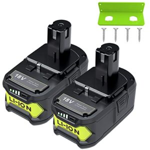 bonadget upgraded 2pack 7.0ah replacement battery compatible with ryobi 18v battery with holder for ryobi one+ lithium-ion battery p102 p190 p108 pbp005 p189 p197 18 volt ryobi one battery and holder