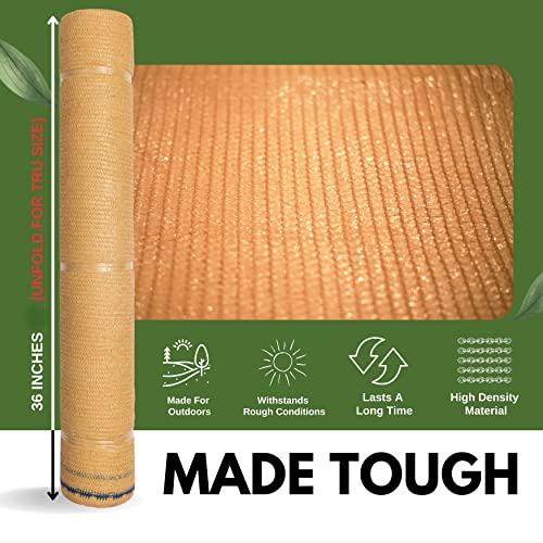 WindscreenSupplyCo 5'10" x 100 ft 60% Shade Cloth Roll for Covering Garden, Greenhouse, Patio, Canopy (Tan)