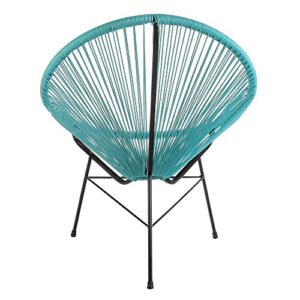 Design Tree Home Acapulco Indoor/Outdoor Lounge Chair, Blue Weave on Black Frame