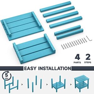 KINGYES Folding Adirondack Chair with Double Layer Side Table 3-Piece Adirondack Chair Set (Including 2 Folding Chairs-Tiffany and 1 Side Table-Tiffany)