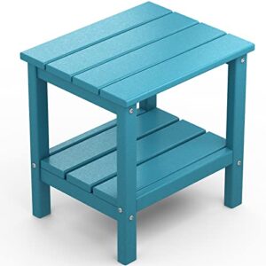 KINGYES Folding Adirondack Chair with Double Layer Side Table 3-Piece Adirondack Chair Set (Including 2 Folding Chairs-Tiffany and 1 Side Table-Tiffany)