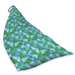 Lunarable Tropical Lounger Chair Bag, Monstera Leaves Jungle Theme Combined Exotic Botany Rhythmic Pattern, High Capacity Storage with Handle Container, Lounger Size, Pale Sky Blue and Green