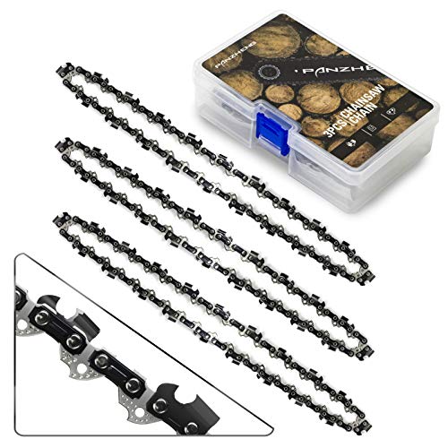 PANZHENG Chainsaw Chain for 12-Inch Bars, S44, 3/8" LP Pitch - .050" Gauge - 44 Drive Links, fits Oregon, Stihl, Husqvarna, Echo, Homelite, Poulan, Worx, Chicago（3-Pack）