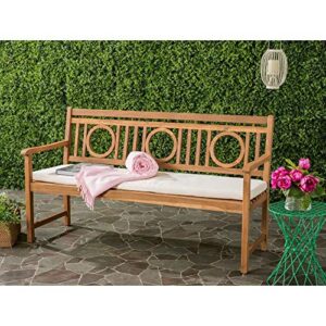 safavieh pat6736a outdoor collection montclair 3 seat bench, natural/beige