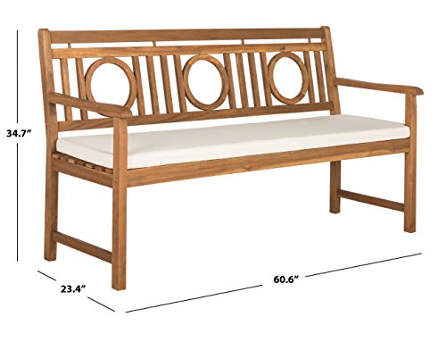 Safavieh PAT6736A Outdoor Collection Montclair 3 Seat Bench, Natural/Beige