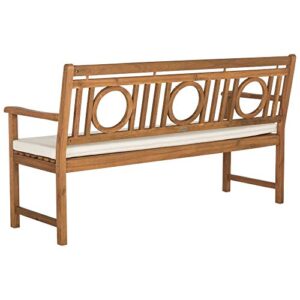 Safavieh PAT6736A Outdoor Collection Montclair 3 Seat Bench, Natural/Beige