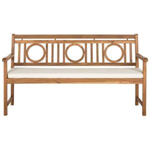 Safavieh PAT6736A Outdoor Collection Montclair 3 Seat Bench, Natural/Beige