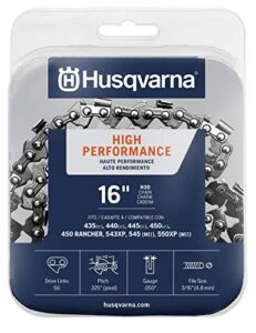 husqvarna 531300437 h30 chainsaw chain 16″ .050 gauge .325 pitch kickback low-vibration, 16 inches, orange/gray