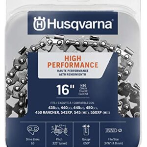 Husqvarna 531300437 H30 Chainsaw Chain 16" .050 Gauge .325 Pitch Kickback Low-Vibration, 16 inches, Orange/Gray